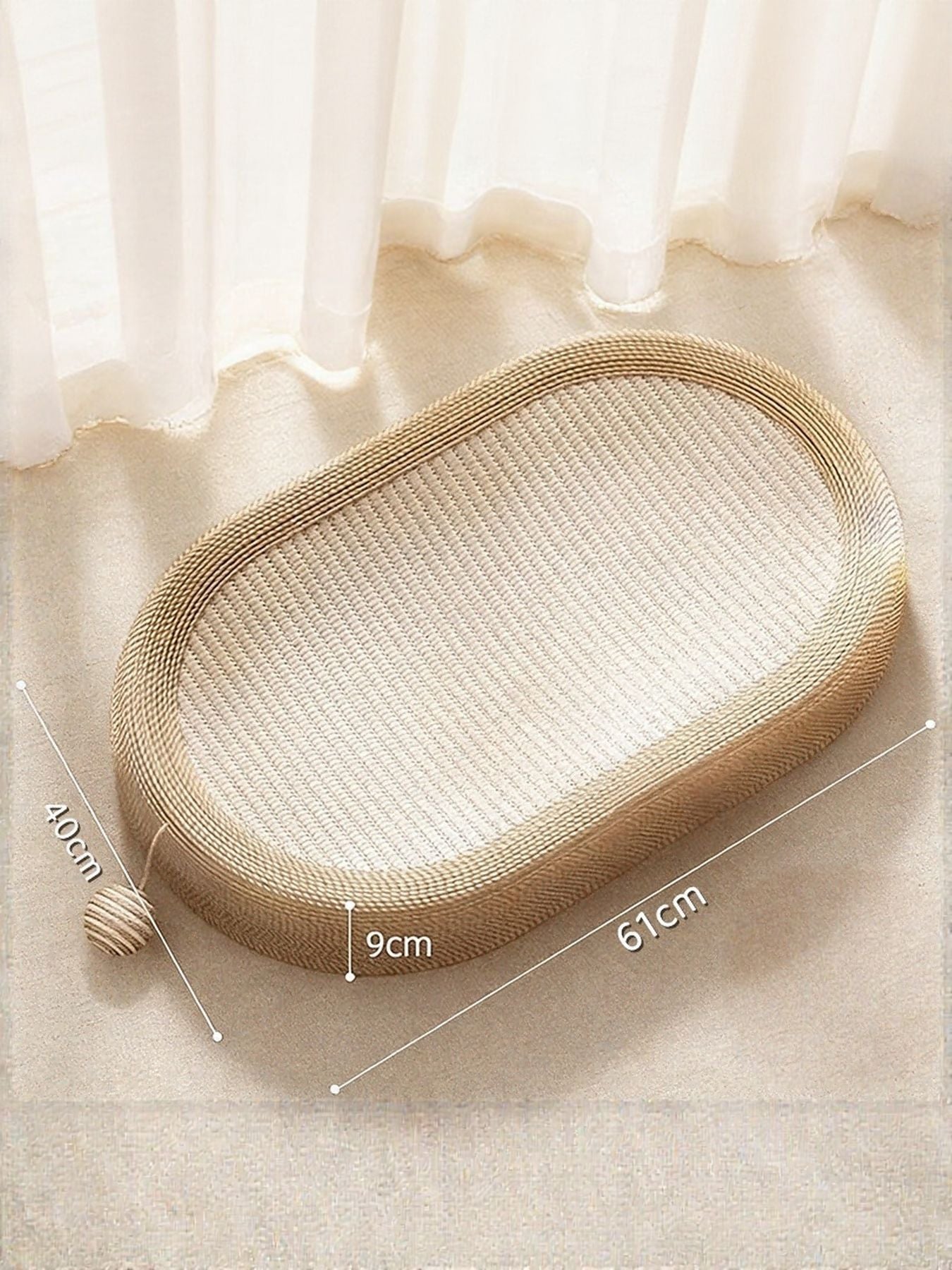 Oval Cotton Cord Cat Scratching Lounge Bed – view 7