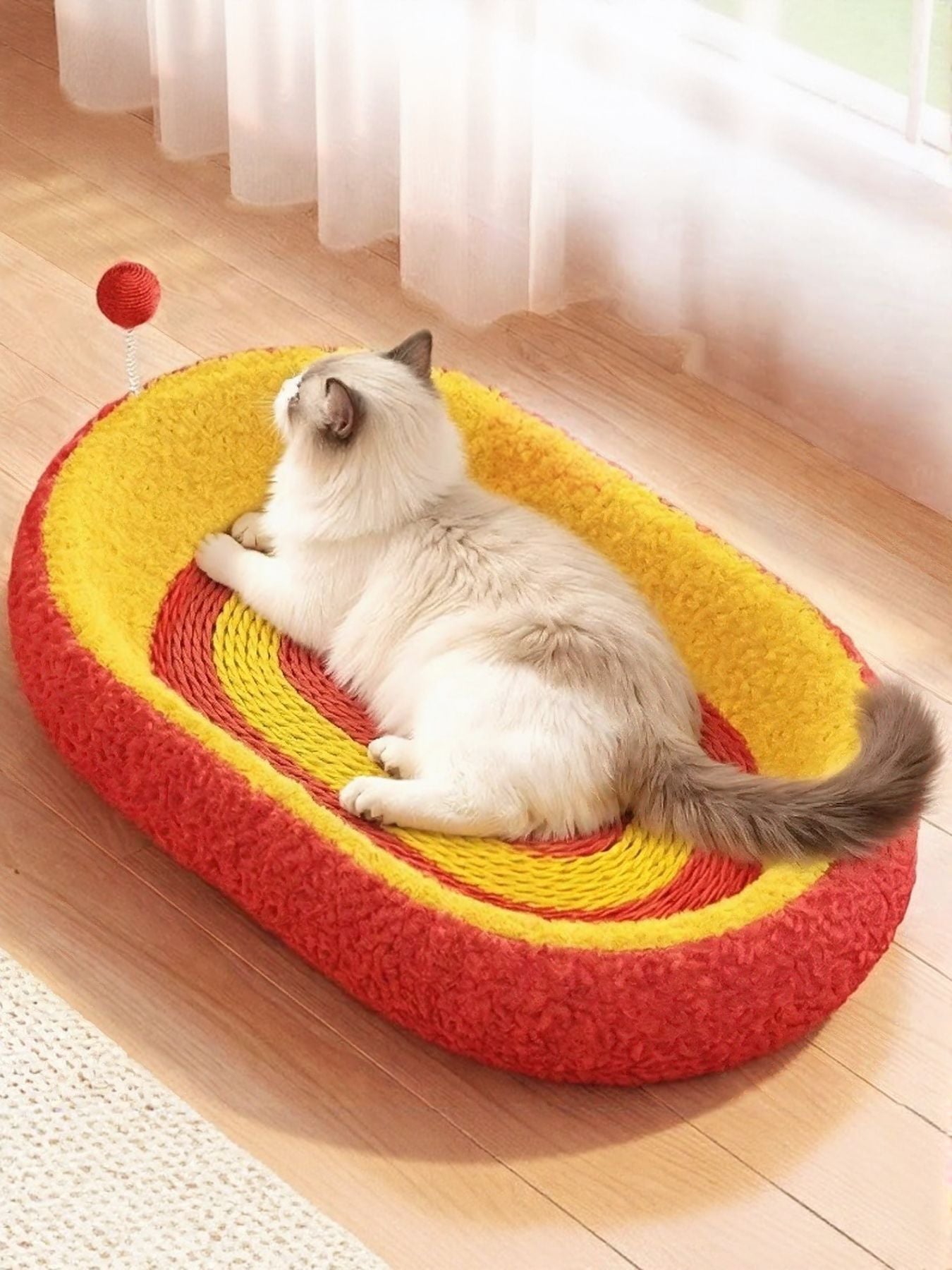 Oval cotton cord cat scratching lounge bed for cats