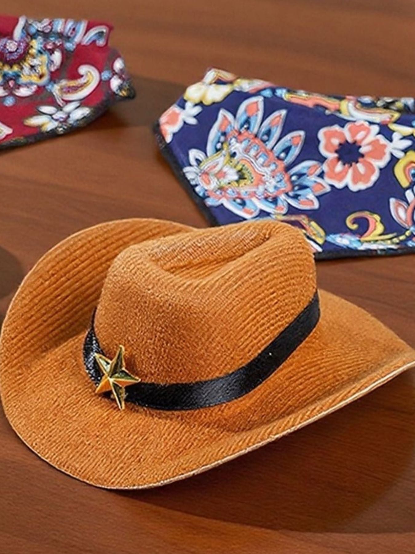 Paisley Print Pet Scarf & Hat Set – Boho Polyester Accessories for Dogs & Cats – view 17