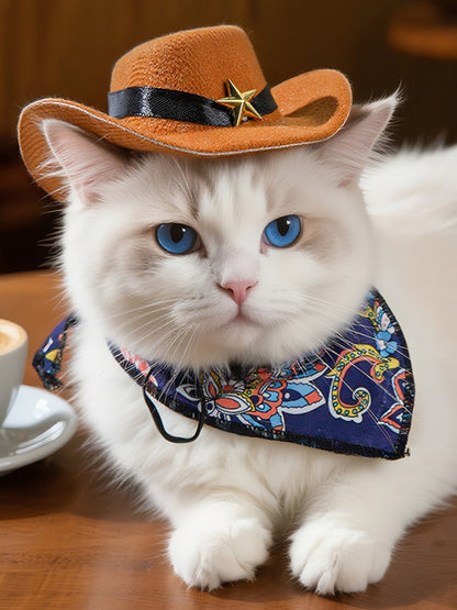Paisley Print Pet Scarf & Hat Set – Boho Polyester Accessories for Dogs & Cats – view 2