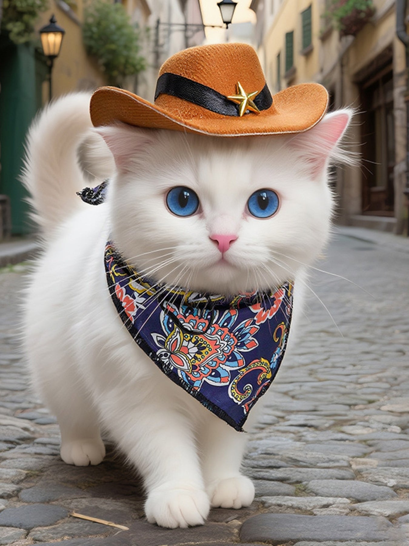 Paisley Print Pet Scarf & Hat Set – Boho Polyester Accessories for Dogs & Cats – view 4