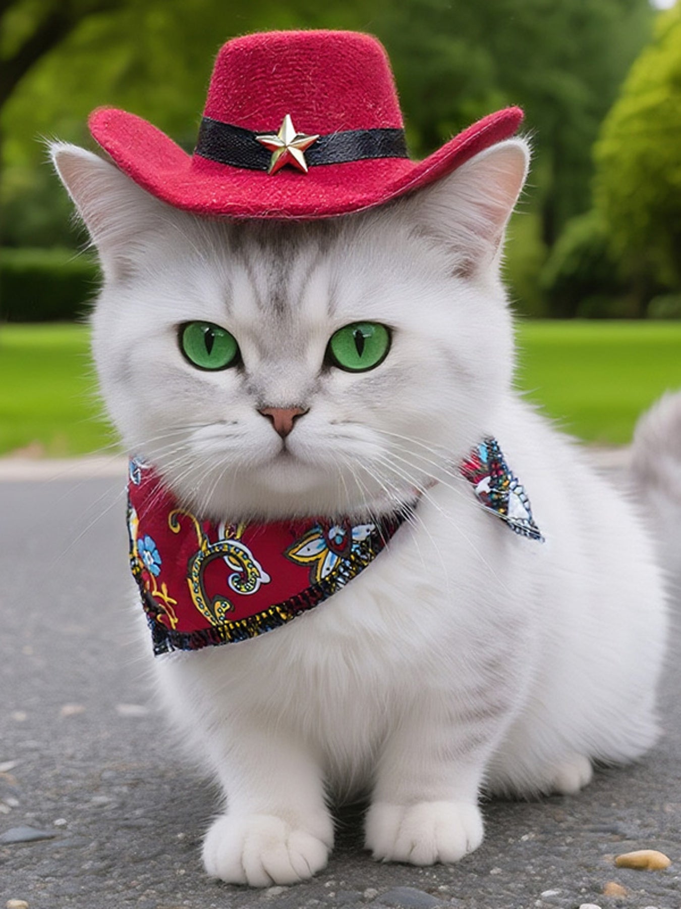 Paisley Print Pet Scarf & Hat Set – Boho Polyester Accessories for Dogs & Cats – view 7