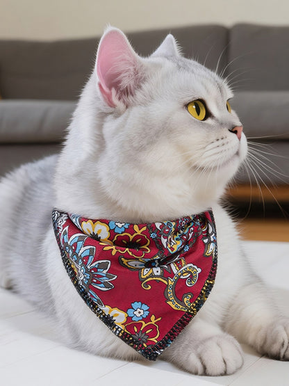 Paisley Print Pet Scarf & Hat Set – Boho Polyester Accessories for Dogs & Cats – view 8