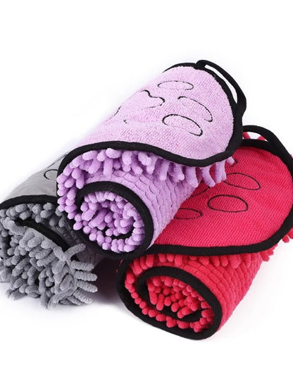 Paw Print Polyester Pet Towel – Soft Absorbent Drying Towel for Dogs & Cats – view 5