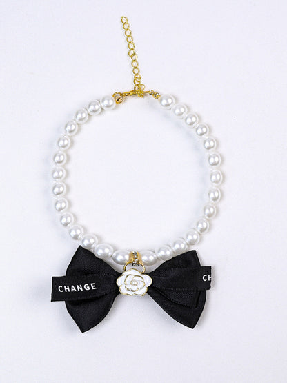 Pearl Bow-Knot Pet Necklace – Elegant Jewelry Accessory for Dogs & Cats – view 10