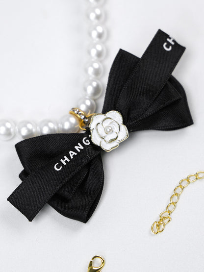 Pearl Bow-Knot Pet Necklace – Elegant Jewelry Accessory for Dogs & Cats – view 13