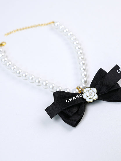 Pearl Bow-Knot Pet Necklace – Elegant Jewelry Accessory for Dogs & Cats – view 14
