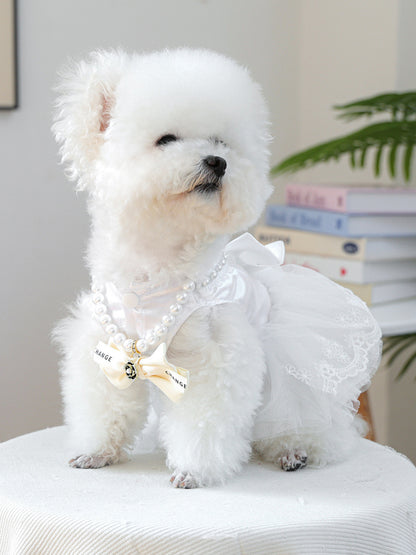 Pearl Bow-Knot Pet Necklace – Elegant Jewelry Accessory for Dogs & Cats – view 2