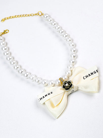 Pearl Bow-Knot Pet Necklace – Elegant Jewelry Accessory for Dogs & Cats – view 5