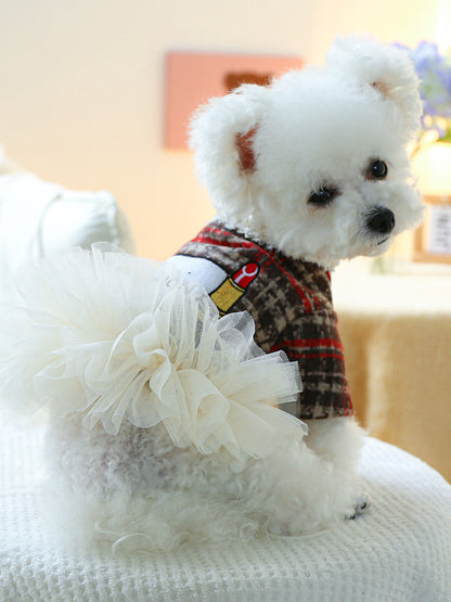 Pearl Collar Ruffled Lace Pet Dress – Elegant Polyester Dress for Dogs & Cats – view 2