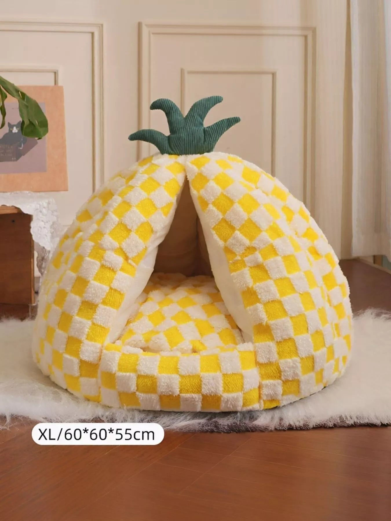 Pineapple Shaped Foldable Cozy Pet Nest Bed – view 2