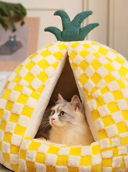 Pineapple Shaped Foldable Cozy Pet Nest Bed – view 3