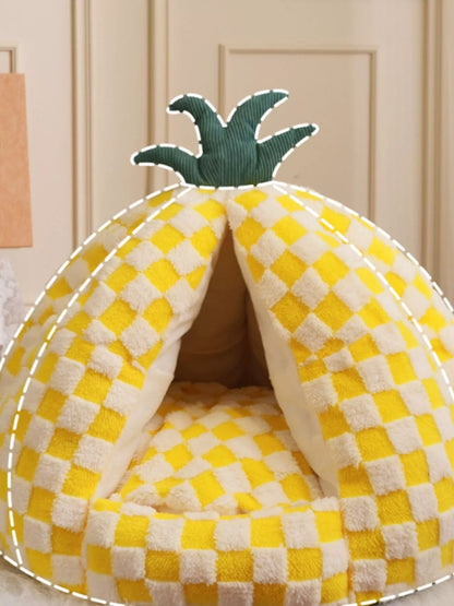 Pineapple Shaped Foldable Cozy Pet Nest Bed – view 4