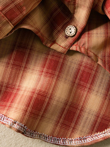 Plaid Button-Down Pet Shirt – Classic Polyester Dog & Cat Shirt with Pocket – view 7