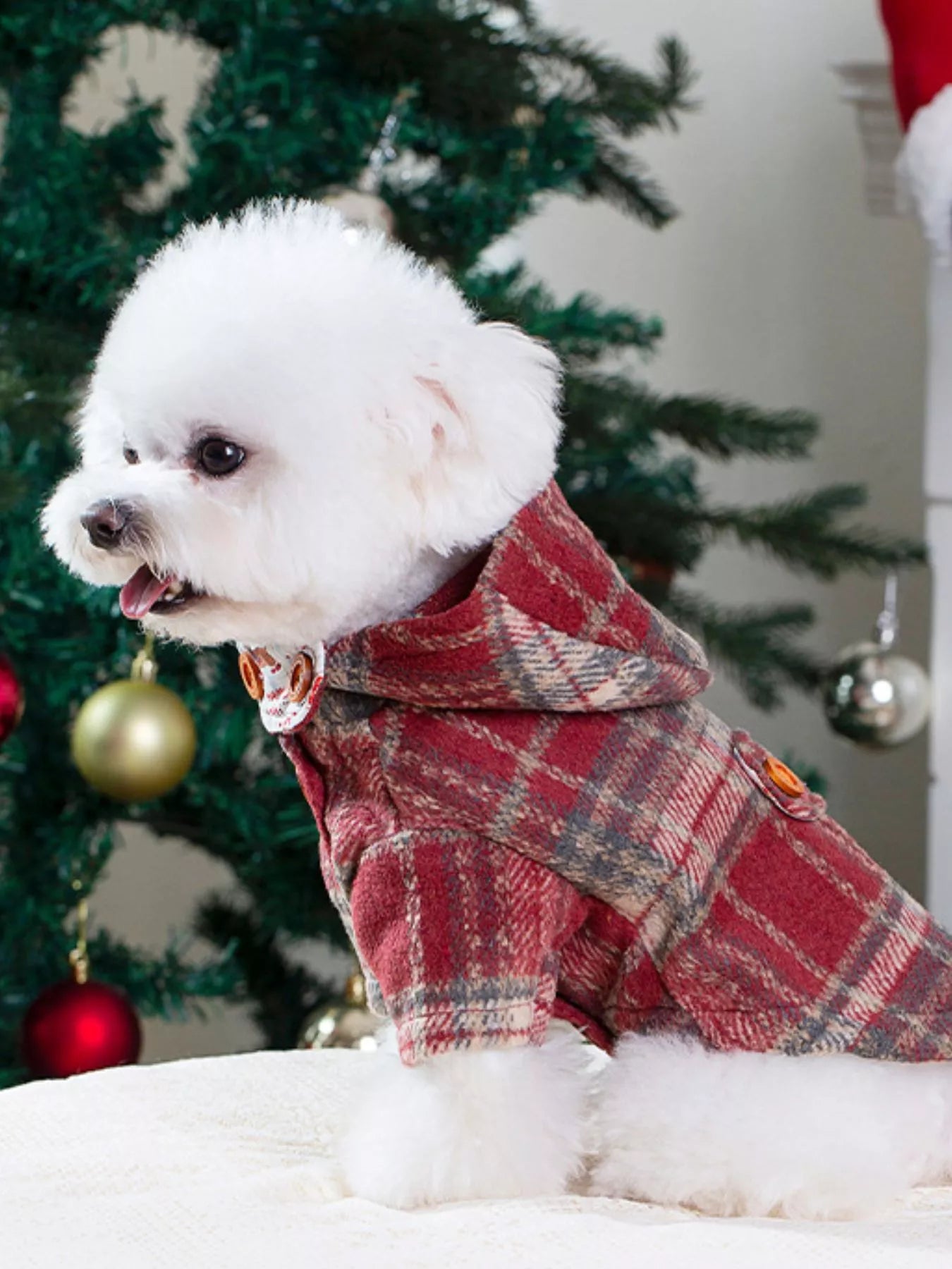 Plaid Hooded Button-Down Pet Coat – Warm Dog & Cat Jacket with Pockets – view 3