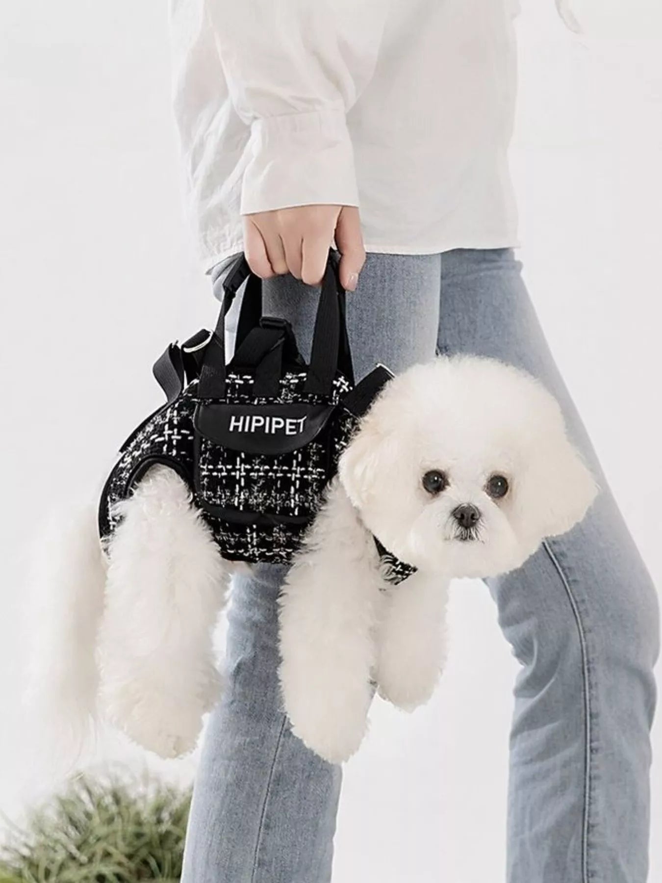 Plaid pet harness and leash set, three-piece walking set for dogs and cats