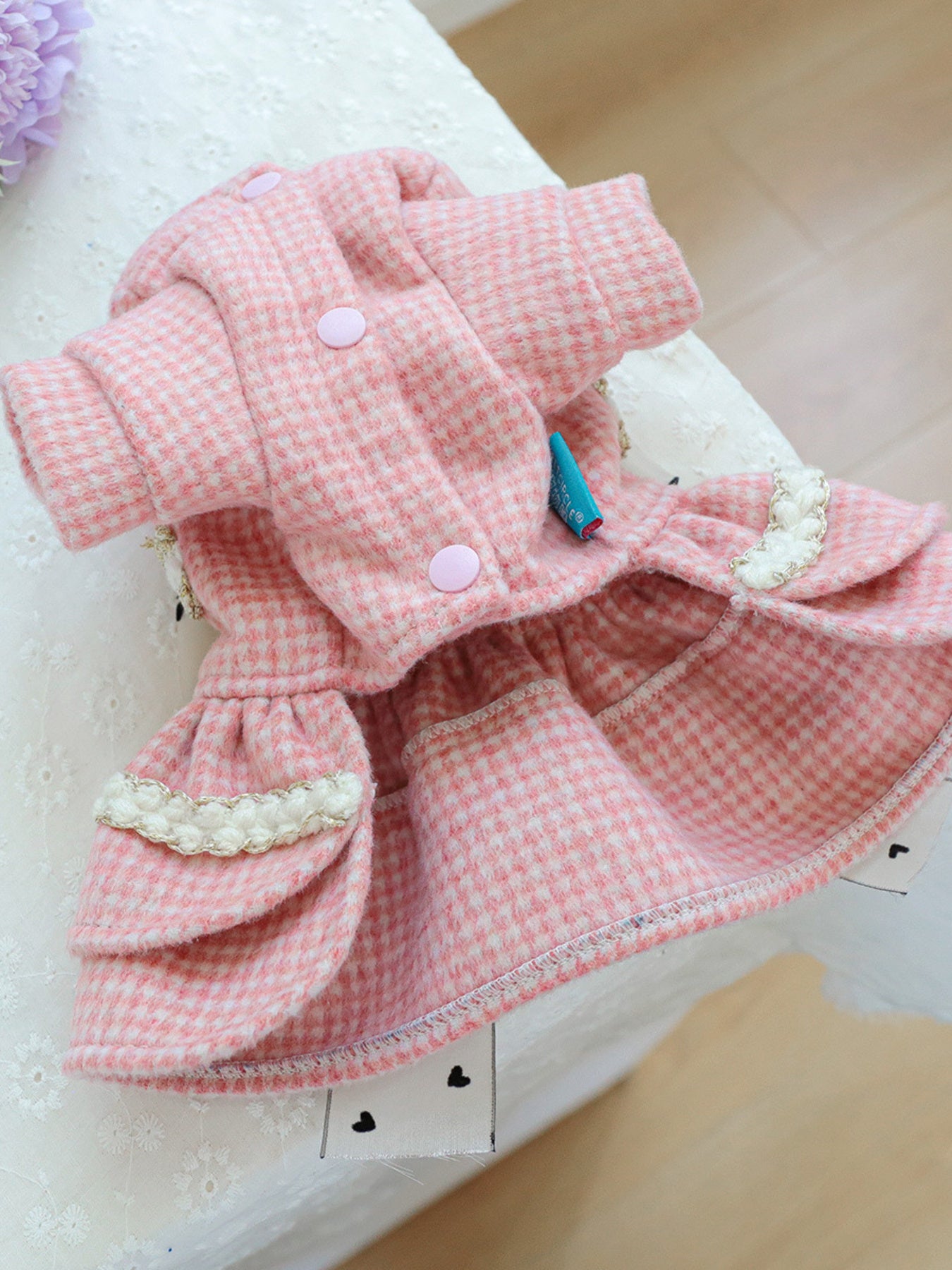 Plaid Ruffle Bow Pet Dress – Preppy Dog & Cat Party Dress – view 4