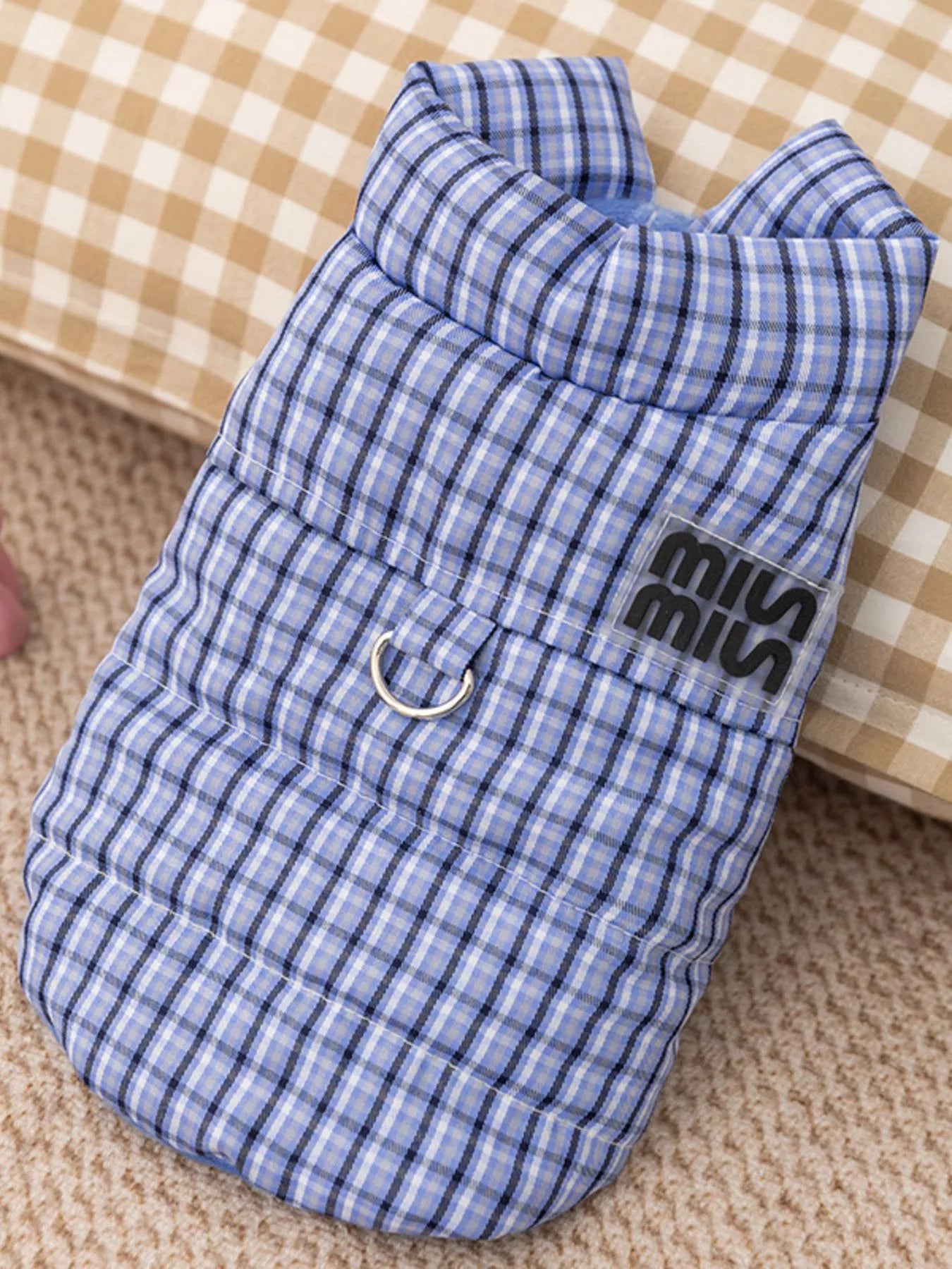 Plaid Ruffle Trim Pet Jacket – Buttoned Pocketed Coat for Dogs & Cats – view 4