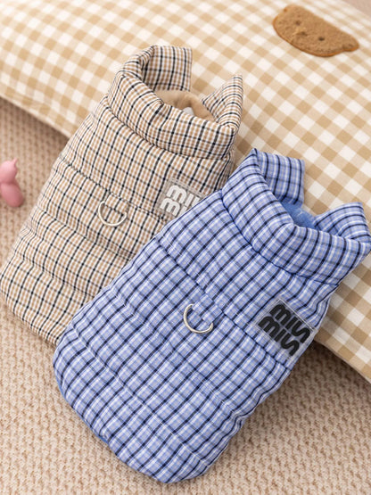 Plaid Ruffle Trim Pet Jacket – Buttoned Pocketed Coat for Dogs & Cats – view 5
