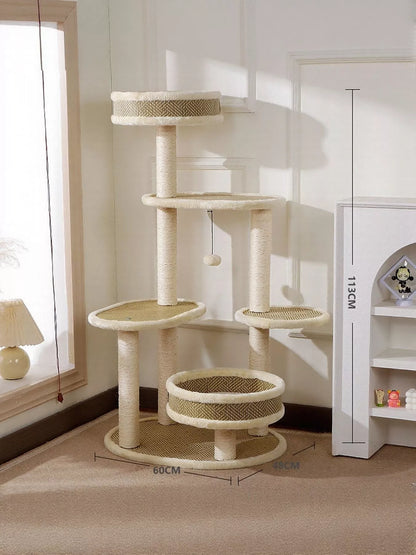 Plush Sisal Cat Tree Condo with Scratching Posts – view 3