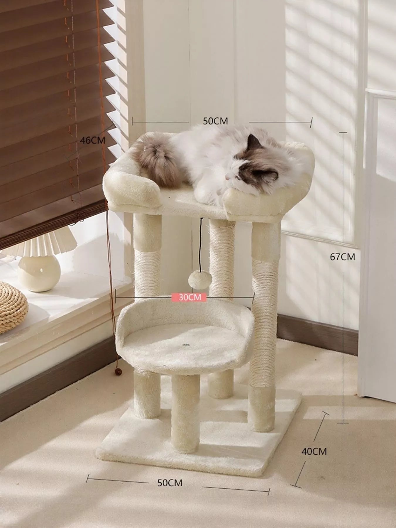 Plush Sisal Cat Tree Condo with Scratching Posts – view 9