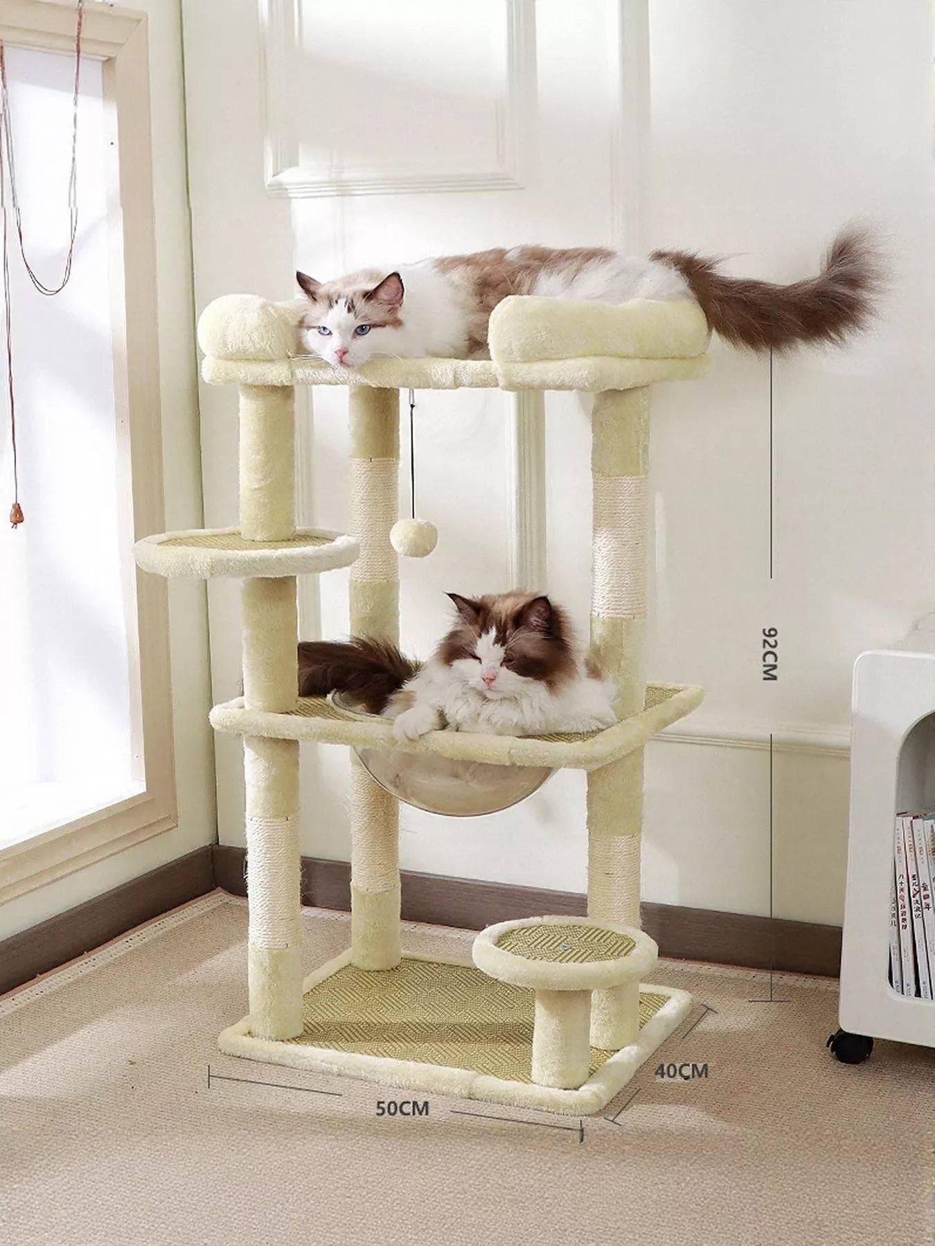 Plush sisal cat tree condo with scratching posts for cats