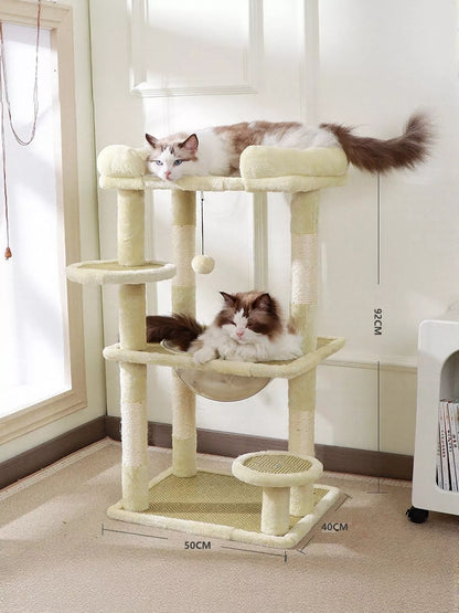 Plush sisal cat tree condo with scratching posts for cats