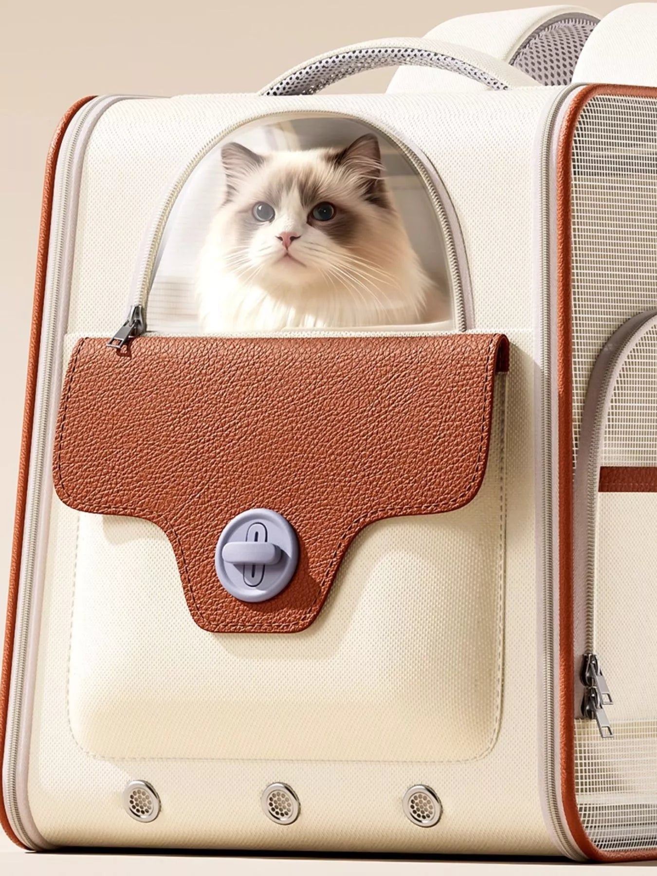 Portable Breathable Medium Pet Carrier Backpack – Hands-Free Travel Backpack for Cats & Dogs – view 2
