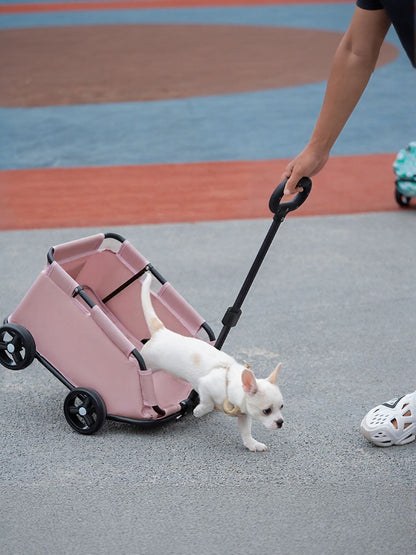 Portable Folding Polyester Pet Stroller Wagon – Medium Travel Stroller for Dogs & Cats – view 2