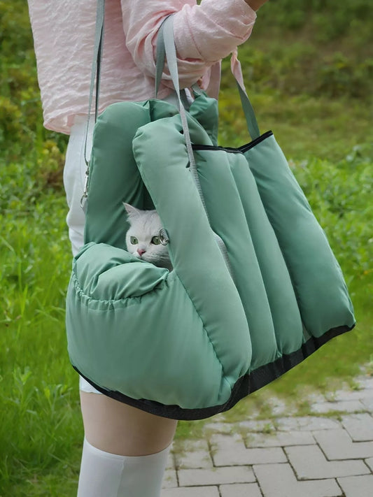 Portable polyester pet car seat and nest bed for dogs and cats