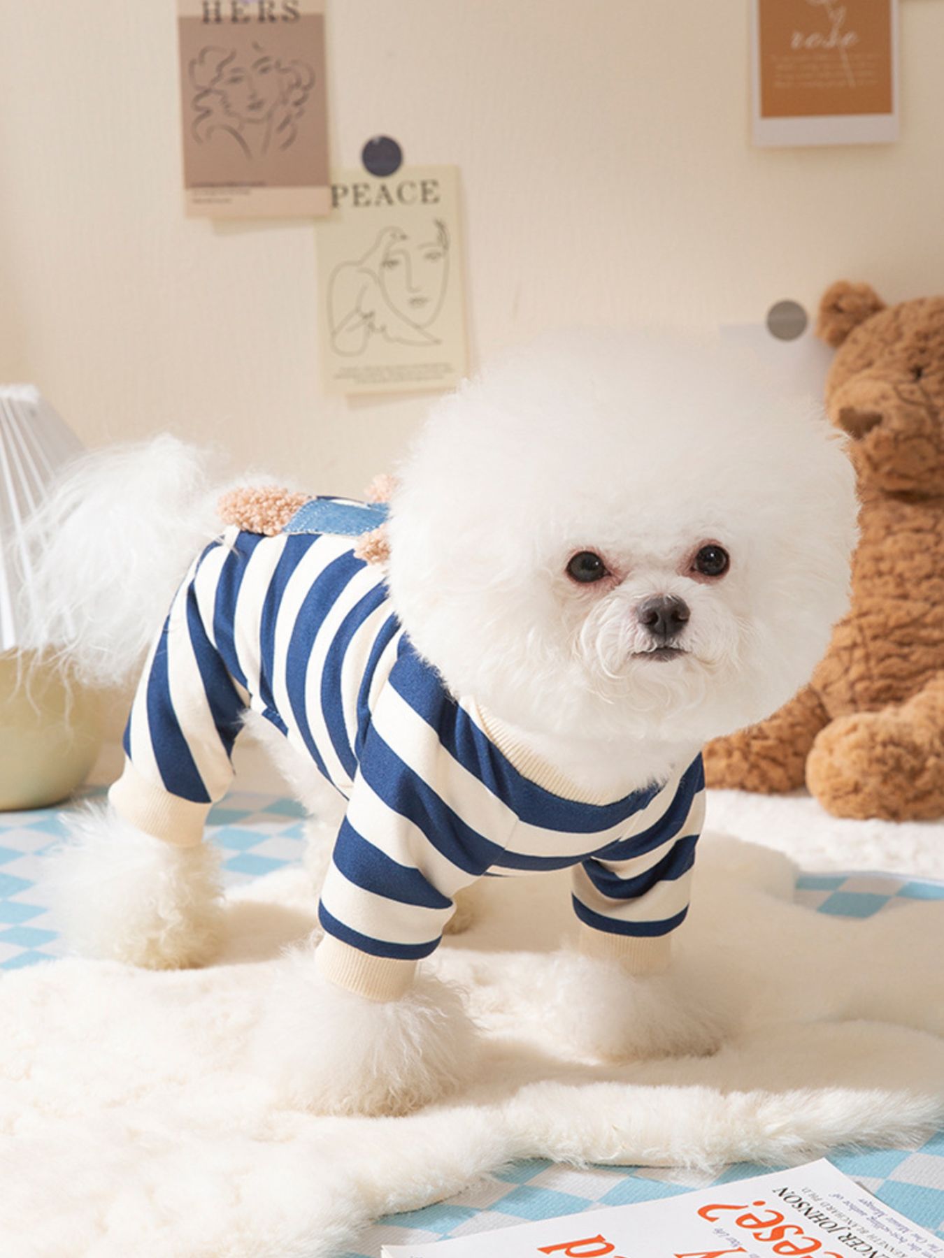 Printed Pet Jumpsuit – Applique Stretch One-Piece Outfit for Dogs & Cats – view 12