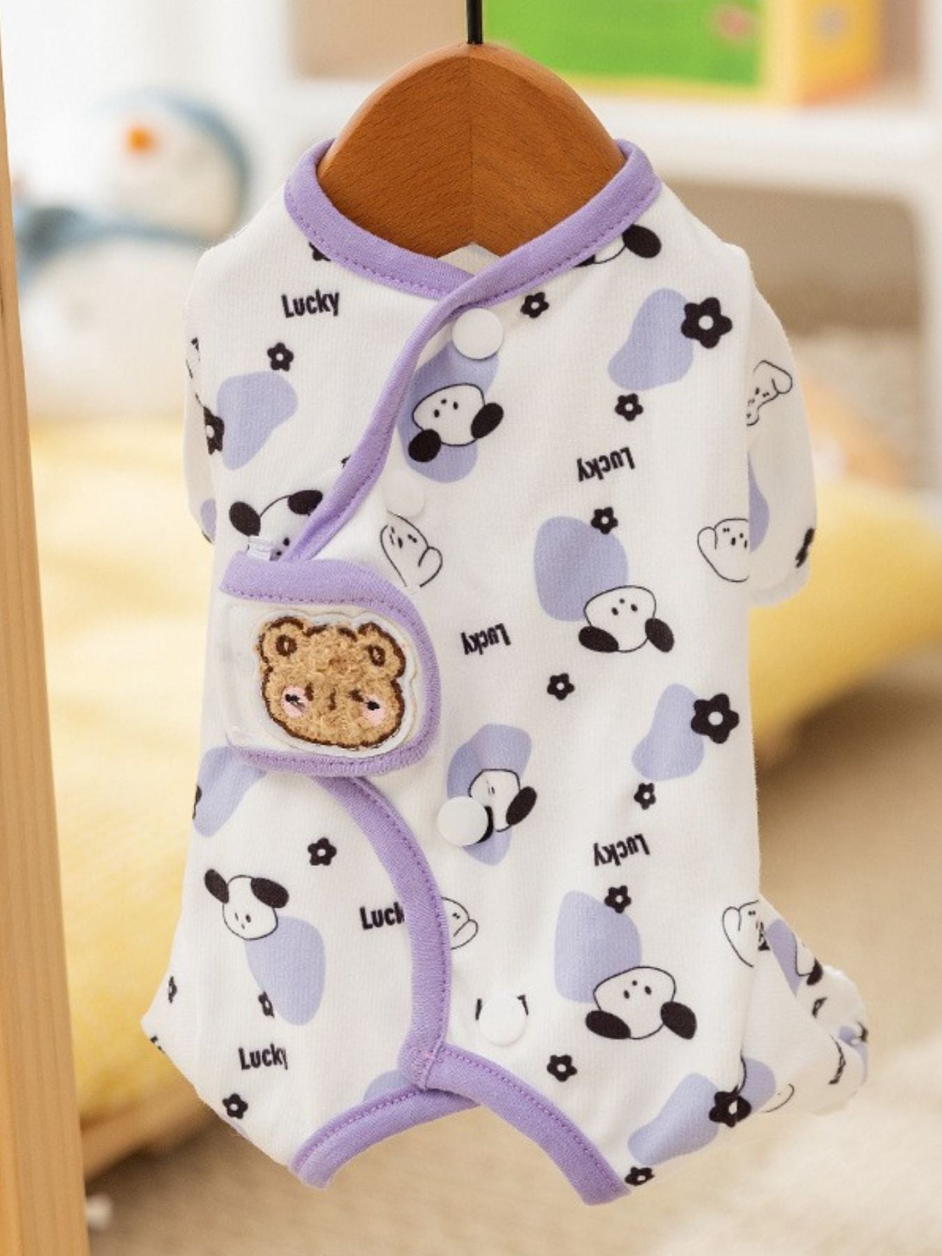 Printed Pet Jumpsuit – Applique Stretch One-Piece Outfit for Dogs & Cats – view 16