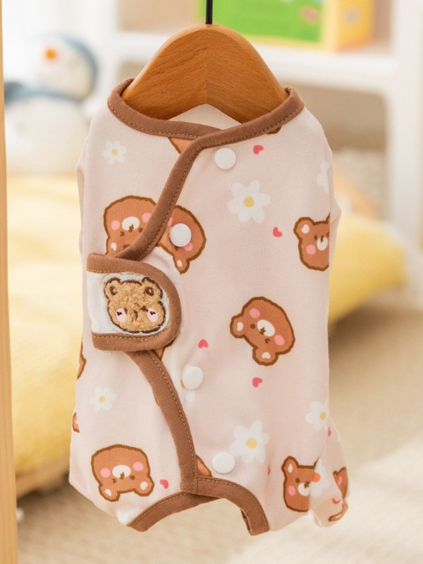 Printed Pet Jumpsuit – Applique Stretch One-Piece Outfit for Dogs & Cats – view 17