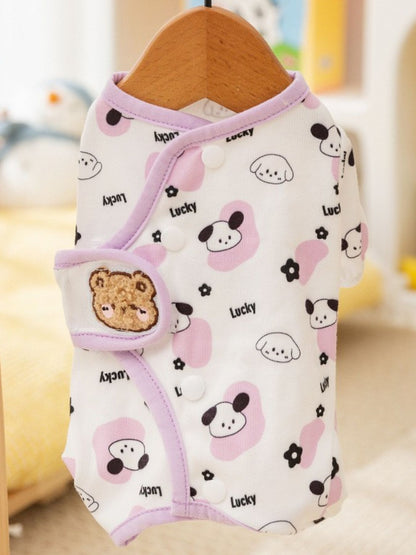 Printed Pet Jumpsuit – Applique Stretch One-Piece Outfit for Dogs & Cats – view 18