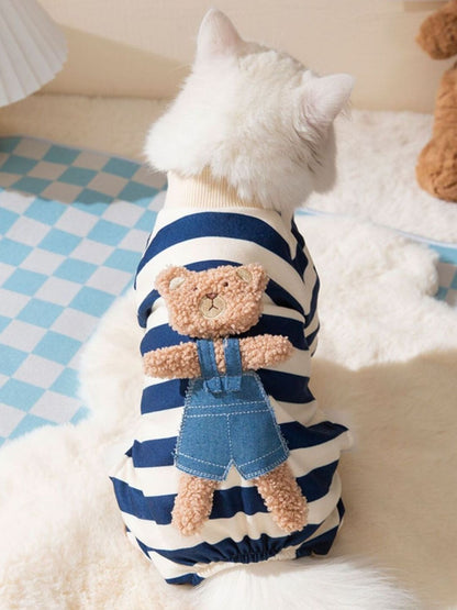 Printed Pet Jumpsuit – Applique Stretch One-Piece Outfit for Dogs & Cats – view 9