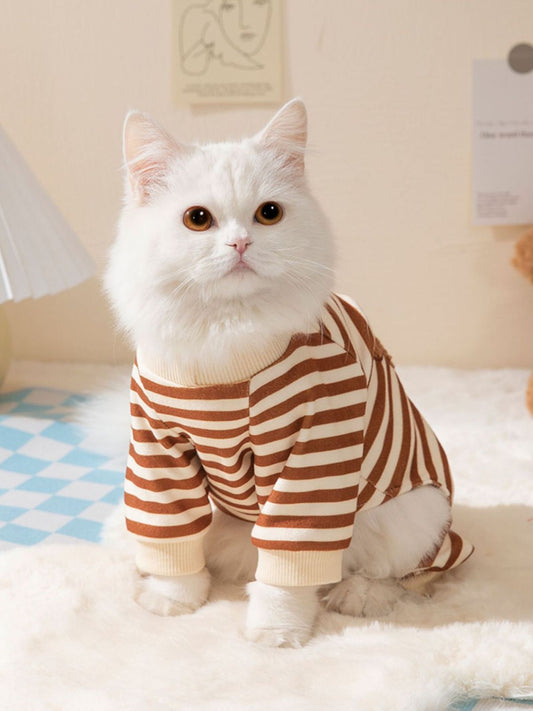 Printed applique pet jumpsuit, stretch one-piece outfit for dogs and cats