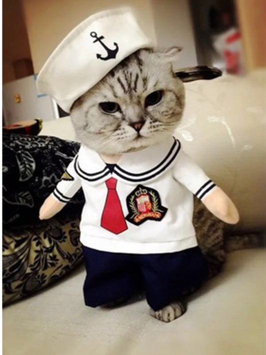 Quirky graphic pet jumpsuit, fun one-piece costume outfit for dogs and cats