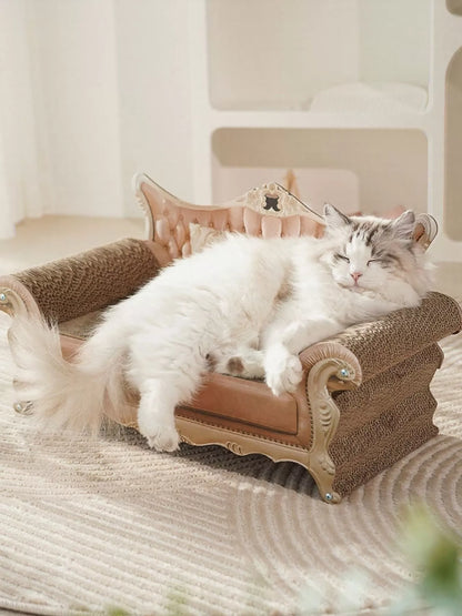 Retro corrugated cardboard cat scratcher lounge bed for cats