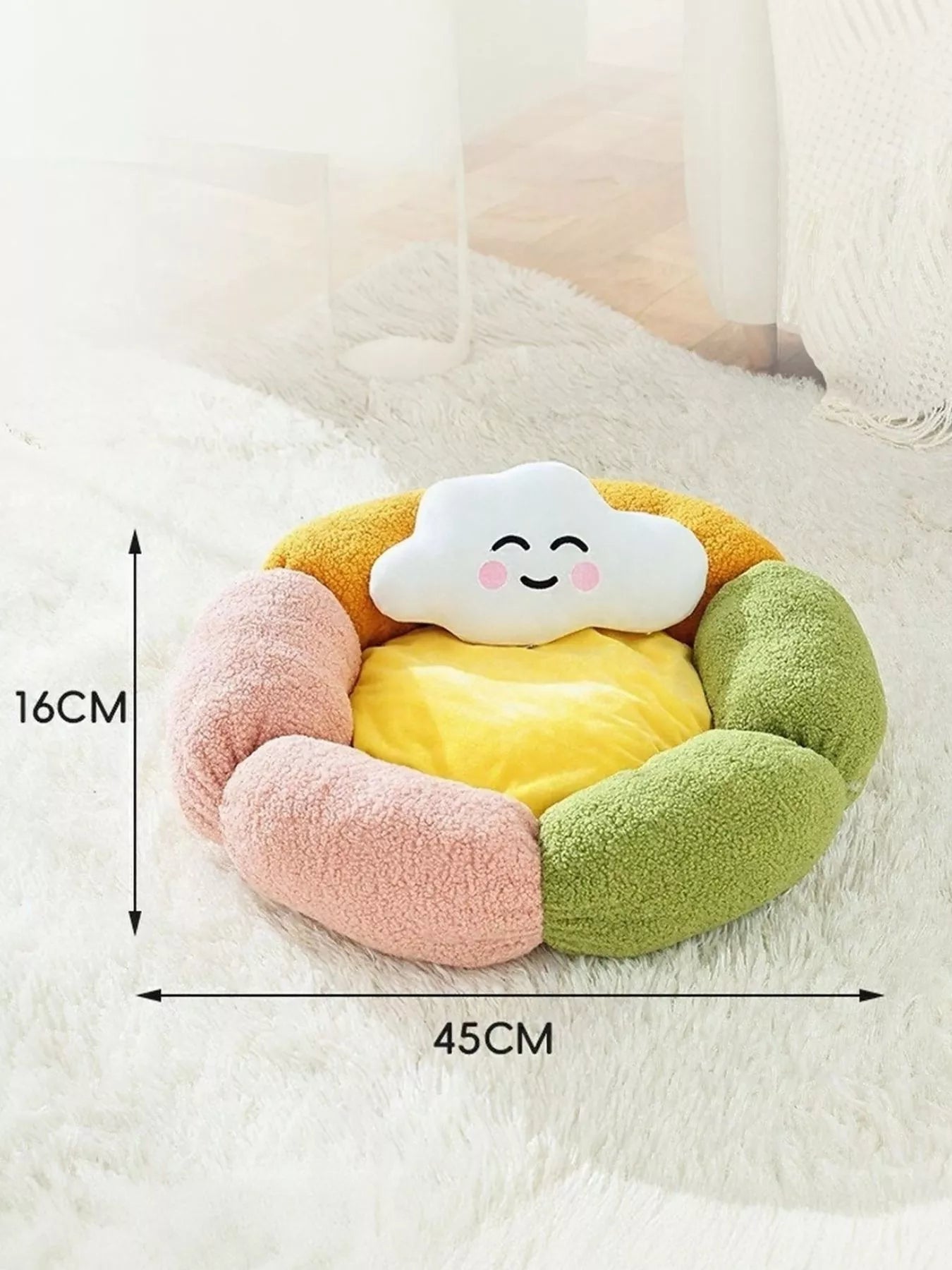 Round Plush Pet Nest with Cloud Pillow – Soft Cozy Bed for Cats & Small Dogs – view 2