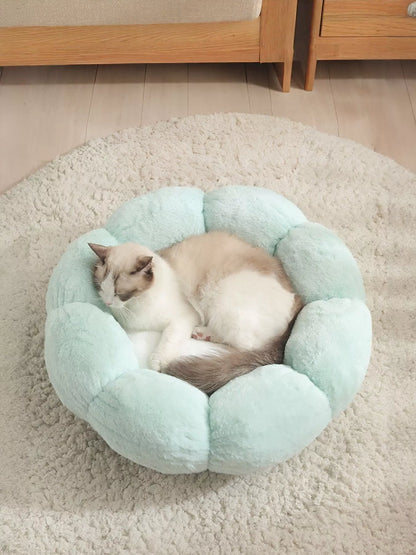 Round Plush Pet Nest with Cloud Pillow – Soft Cozy Bed for Cats & Small Dogs – view 6