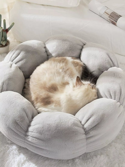 Round Plush Pet Nest with Cloud Pillow – Soft Cozy Bed for Cats & Small Dogs – view 9
