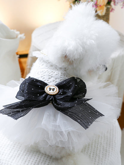Ruffled Lace Pet Dress – Embroidered Bow-Detail Dress for Dogs & Cats – view 12
