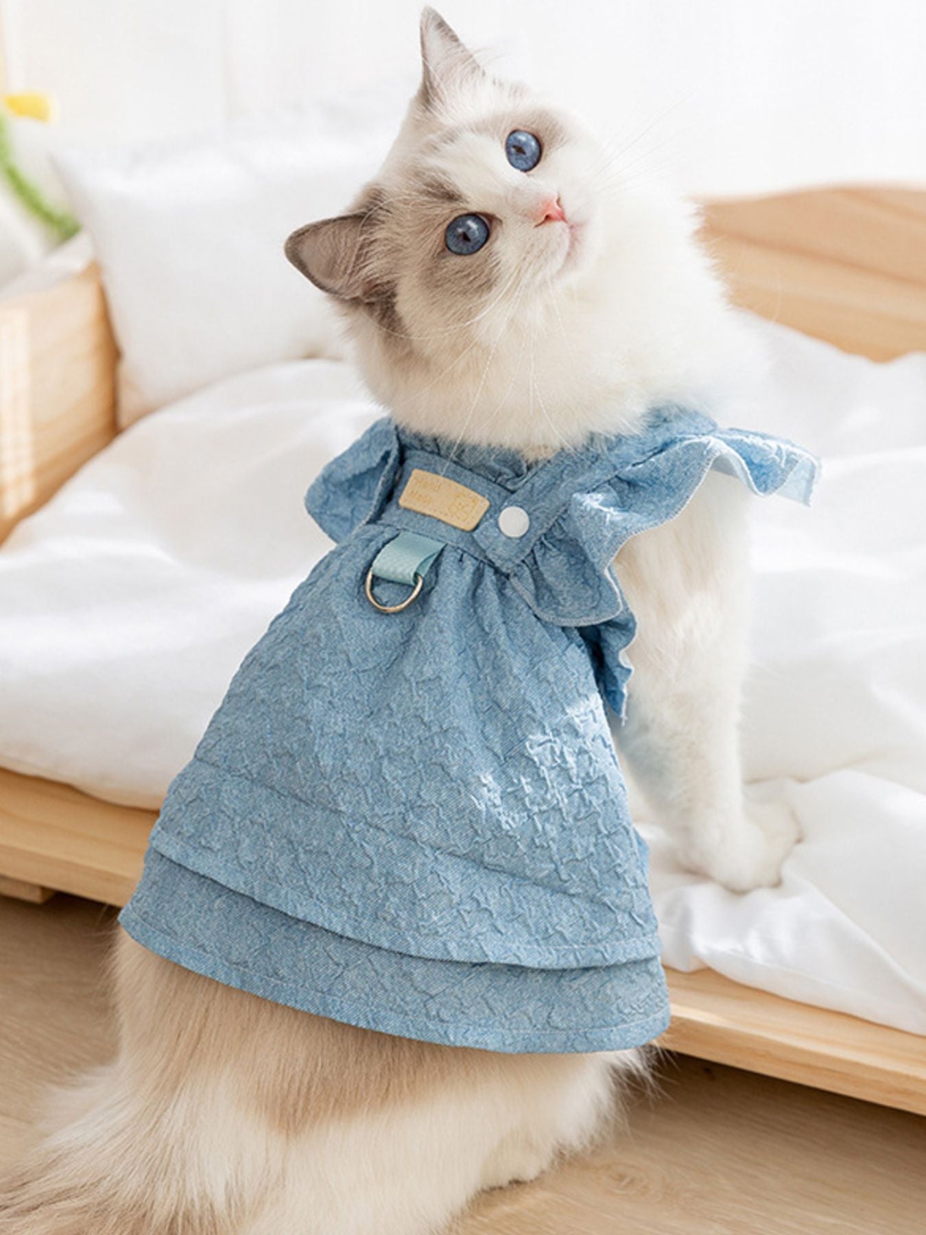 Ruffled buttoned layered pet dress for dogs and cats