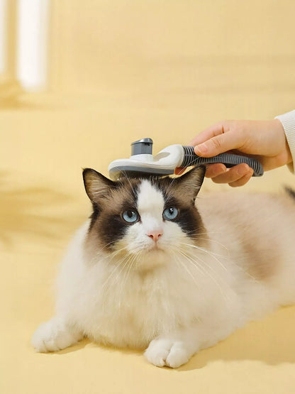 Self-cleaning slicker pet hair remover brush for dogs and cats