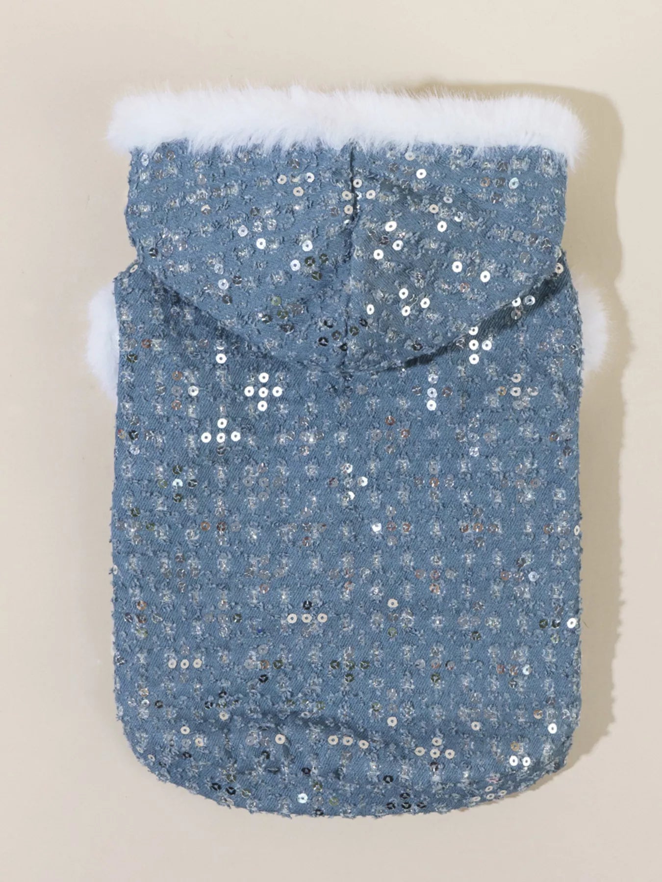 Sequin Pet Coat with Faux Fur Trim – Glamorous Button-Up Dog & Cat Jacket – view 4