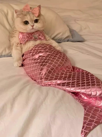 Shiny Mermaid Pet Costume Dress – 2-Piece Bow Dress Set for Dogs & Cats – view 3