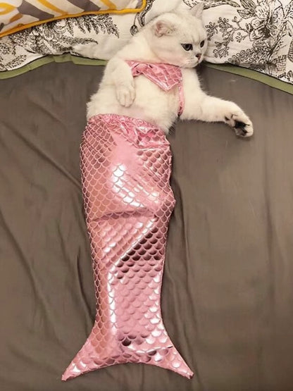 Shiny Mermaid Pet Costume Dress – 2-Piece Bow Dress Set for Dogs & Cats – view 6