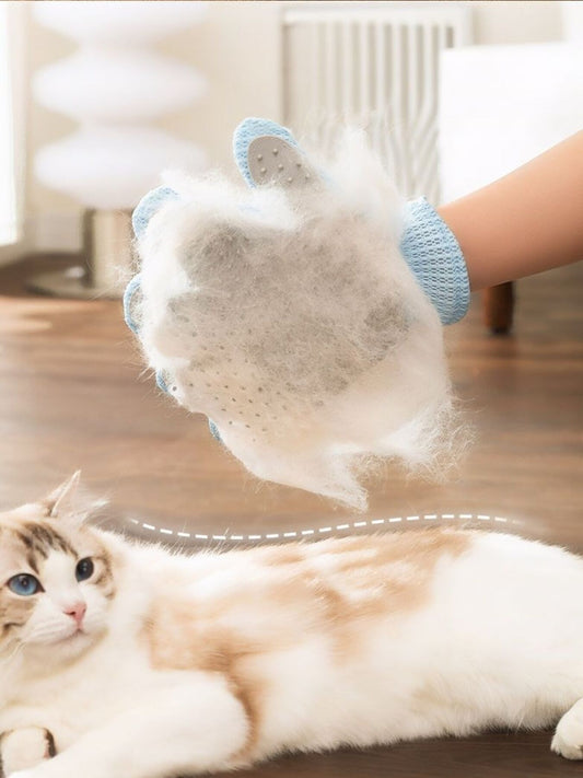 Silicone touch pet hair remover grooming glove for dogs and cats