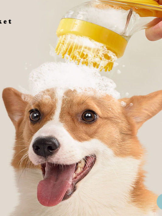 Soft plastic pet shower grooming brush for dogs and cats