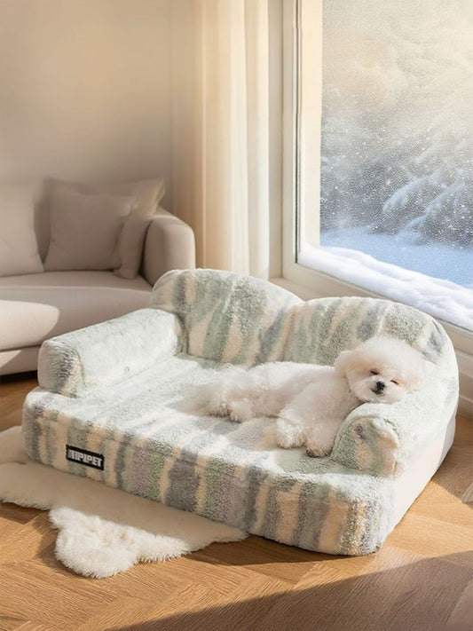 Soft plush semi-enclosed washable pet nest bed for dogs and cats